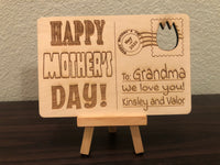 Personalized Engraved Wood Postcard - Mother’s Day