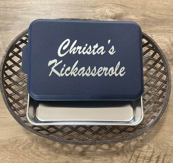 Personalized 9x13 Cake Pan with Colored Engraved Lid