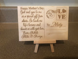 Personalized Engraved Wood Postcard - Mother’s Day