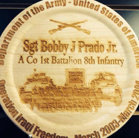 Commemorative Armed Services Plate-Personalized Round Wood Plate with Photo