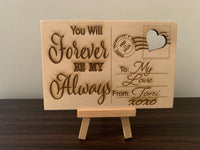 Personalized Engraved Wood Postcard - Valentines