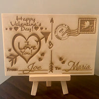 Personalized Engraved Wood Postcard - Valentines